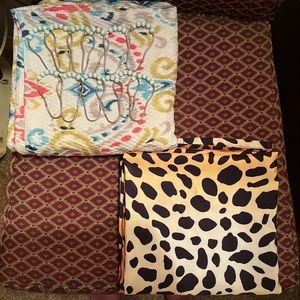 Two Shower Curtains and 1 Set of Rings